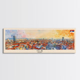 Ni Serbia Panoramic Travel Poster, Framed Canvas Print or Metal Wall Art, Travel Art, Home Decor, Panoramic Painting, Midcentury Art