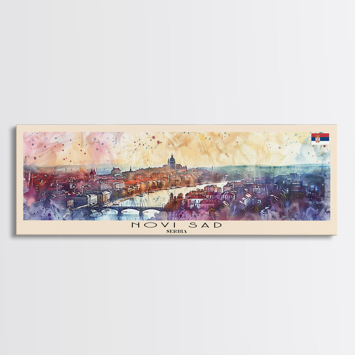 Novi Sad Serbia Travel Art, City Art, Framed Canvas Print or Metal Wall Art, Europe Travel Poster, Panoramic Wall Art, Extra Wide Wall Art