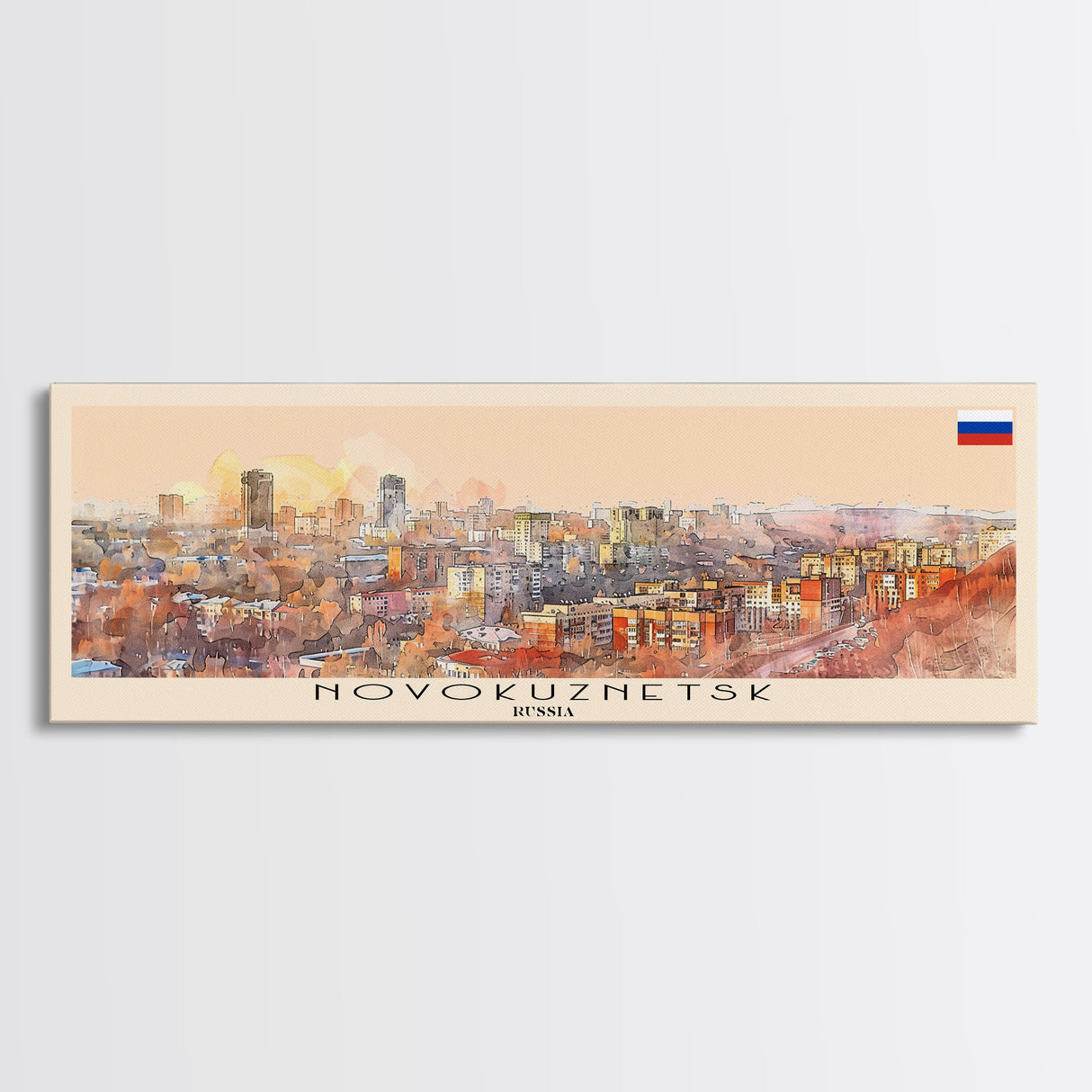 Novokuznetsk Russia Panoramic Travel Poster, Framed Canvas Print or Metal Wall Art, Travel Art, Home Decor, Panoramic Painting, Midcentury Art