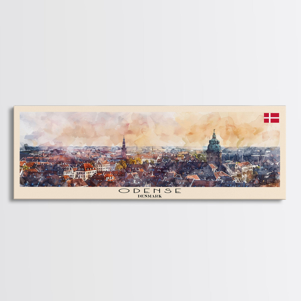 Odense Denmark Wall Art, Panoramic Travel Poster, Panoramic Framed Canvas Print, City Wall Art, Wall Hanging Home Decor, Travel Art