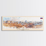 Orenburg Russia Panoramic Travel Poster, Framed Canvas Print or Metal Wall Art, Travel Art, Home Decor, Panoramic Painting, Midcentury Art