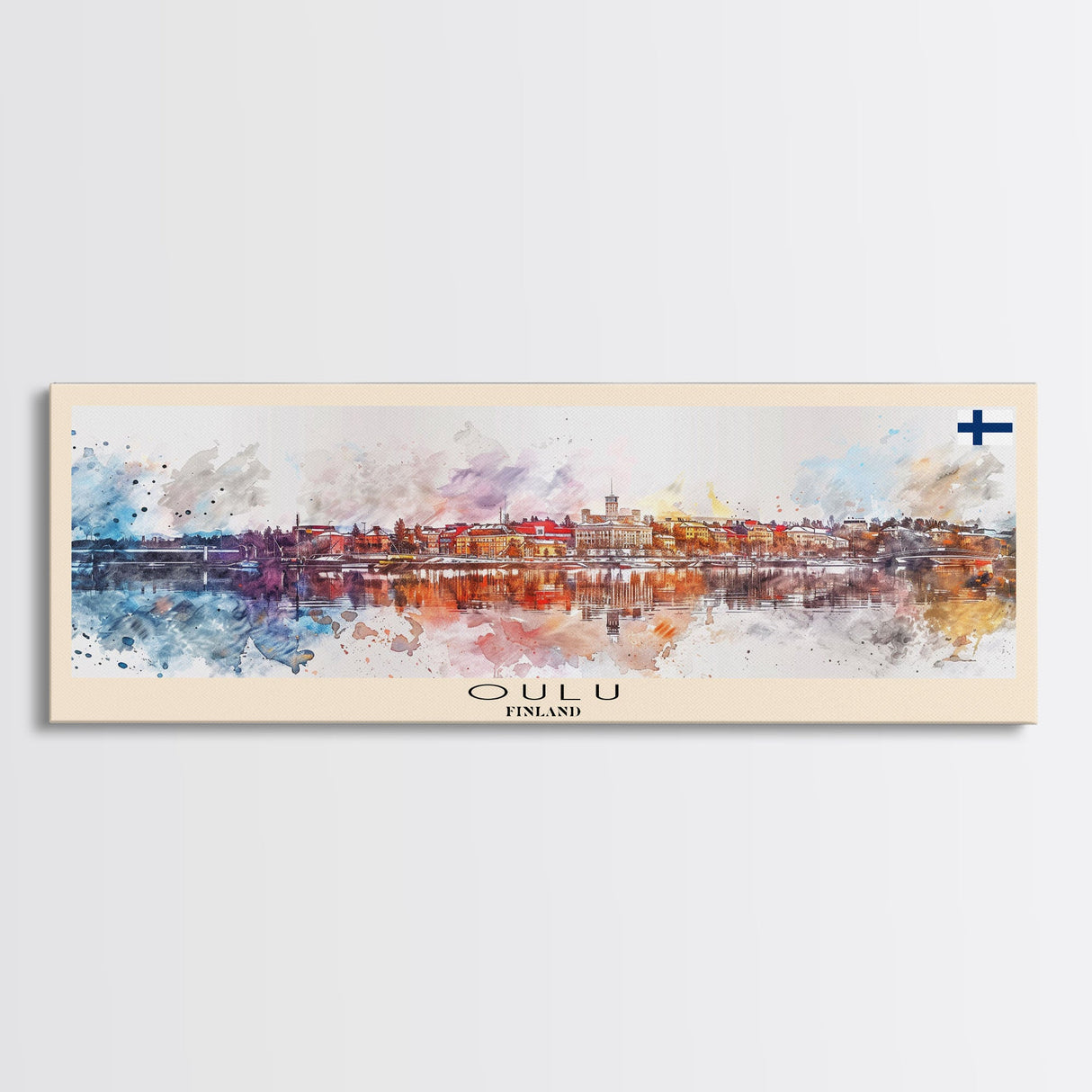 Oulu Finland Travel Print Wall Art, Panoramic City Art, Travel Art, Wall Decor, Vacation Gift, Framed Canvas Print Or Metal Art