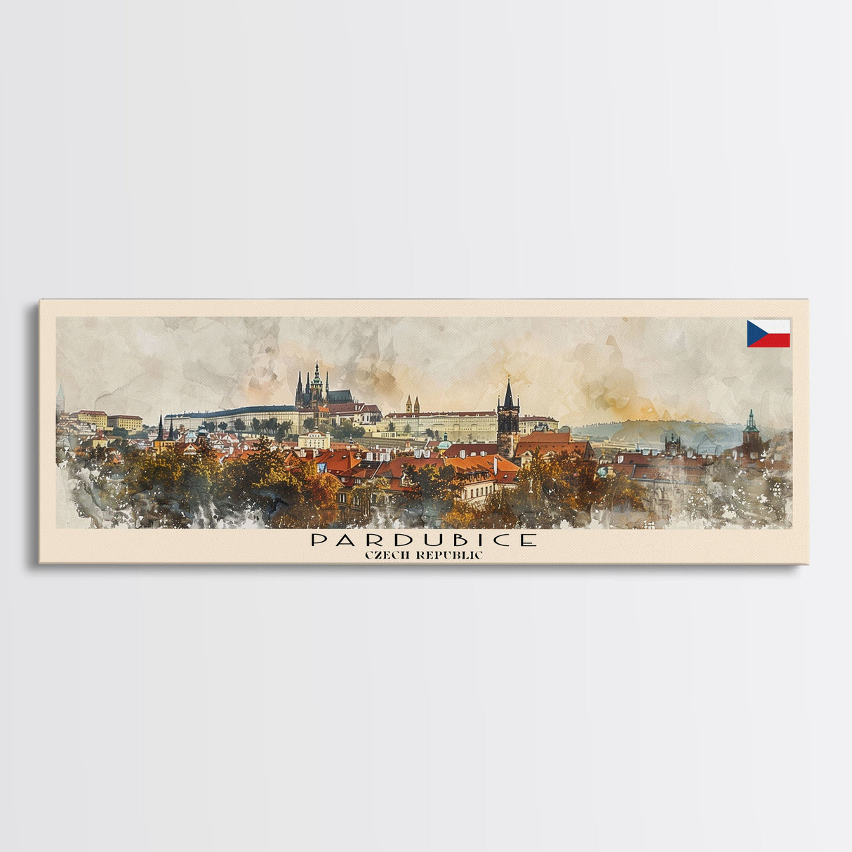 Pardubice Czech Republic Travel Art, City Art, Framed Canvas Print or Metal Wall Art, Europe Travel Poster, Panoramic Wall Art, Extra Wide Wall Art