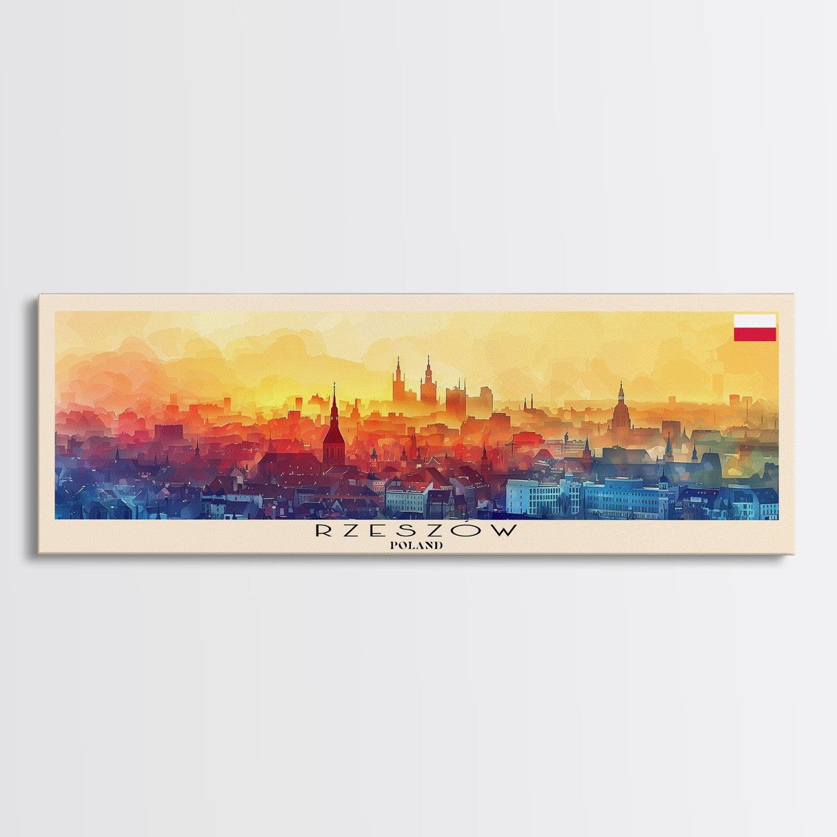 Rzeszow Poland Wall Art, Panoramic Travel Poster, Panoramic Framed Canvas Print, City Wall Art, Wall Hanging Home Decor, Travel Art