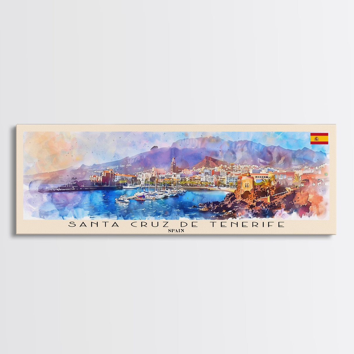 Santa Cruz Tenerife Spain Wall Art, Panoramic Travel Poster, Panoramic Framed Canvas Print, City Wall Art, Wall Hanging Home Decor, Travel Art