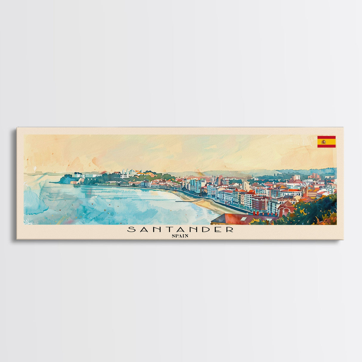 Santander Spain Travel Print Wall Art, Panoramic City Art, Travel Art, Wall Decor, Vacation Gift, Framed Canvas Print Or Metal Art