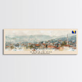 Sarajevo Bosnia Travel Art, City Art, Framed Canvas Print or Metal Wall Art, Europe Travel Poster, Panoramic Wall Art, Extra Wide Wall Art