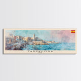 Tarragona Spain Panoramic Travel Poster, Framed Canvas Print or Metal Wall Art, Travel Art, Home Decor, Panoramic Painting, Midcentury Art