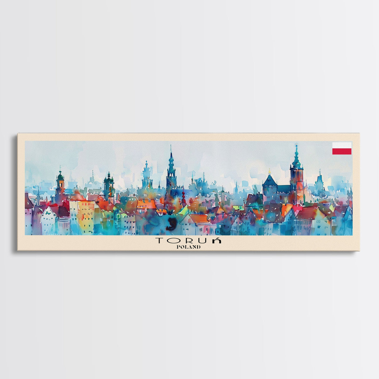 Torun Poland Travel Art, City Art, Framed Canvas Print or Metal Wall Art, Europe Travel Poster, Panoramic Wall Art, Extra Wide Wall Art