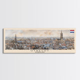 Utrecht Netherlands Travel Print Wall Art, Panoramic City Art, Travel Art, Wall Decor, Vacation Gift, Framed Canvas Print Or Metal Art