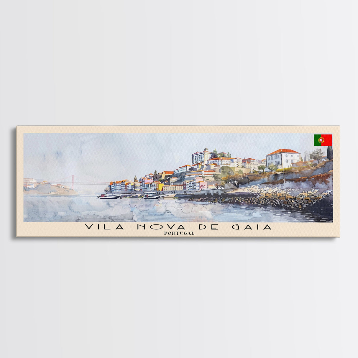 Vila Nova de Gaia Portugal Travel Print Wall Art, Panoramic City Art, Travel Art, Wall Decor, Vacation Gift, Framed Canvas Print Or Metal Art