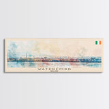 Waterford Ireland Panoramic Travel Poster, Framed Canvas Print or Metal Wall Art, Travel Art, Home Decor, Panoramic Painting, Midcentury Art