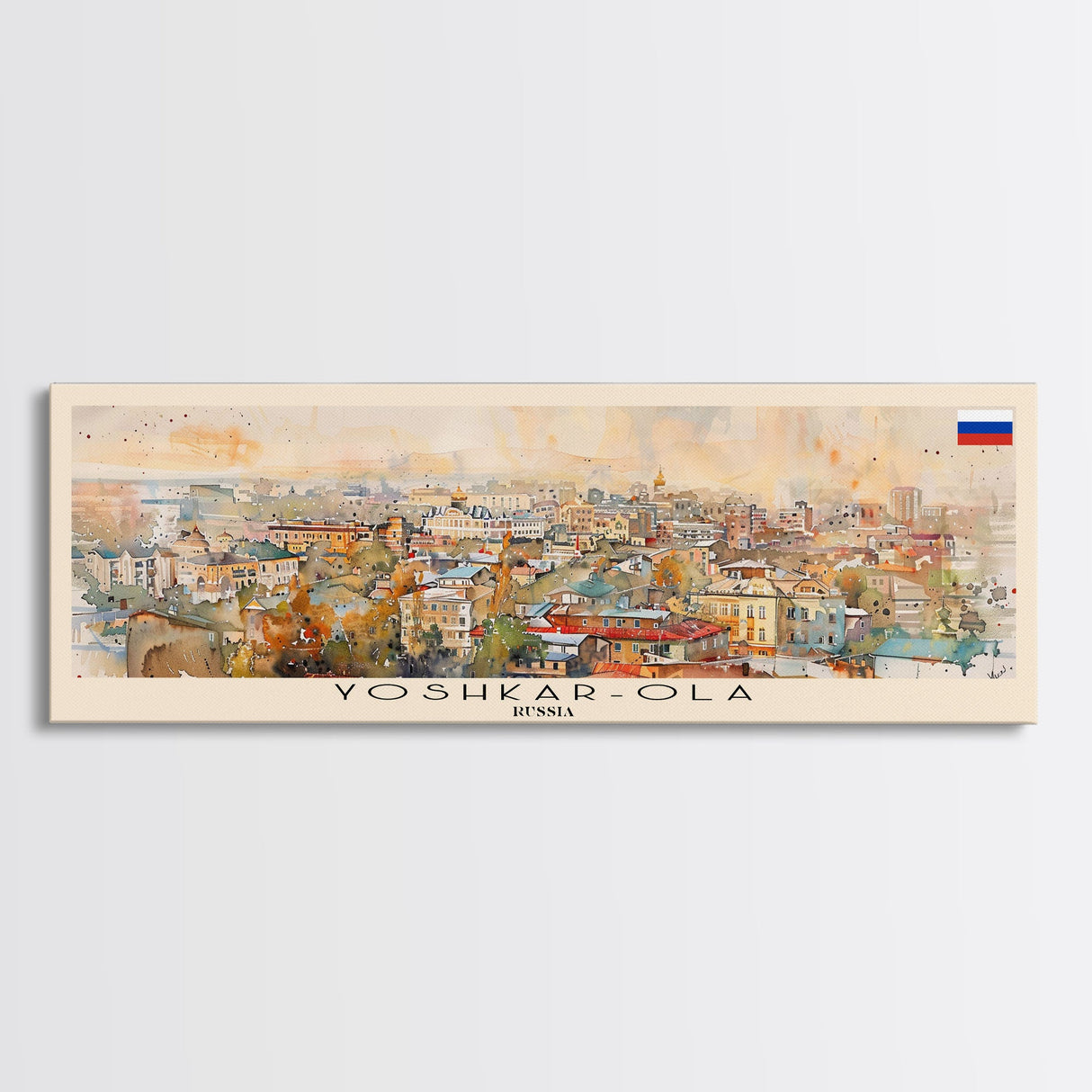 Yoshkar Ola Russia Panoramic Travel Poster, Framed Canvas Print or Metal Wall Art, Travel Art, Home Decor, Panoramic Painting, Midcentury Art