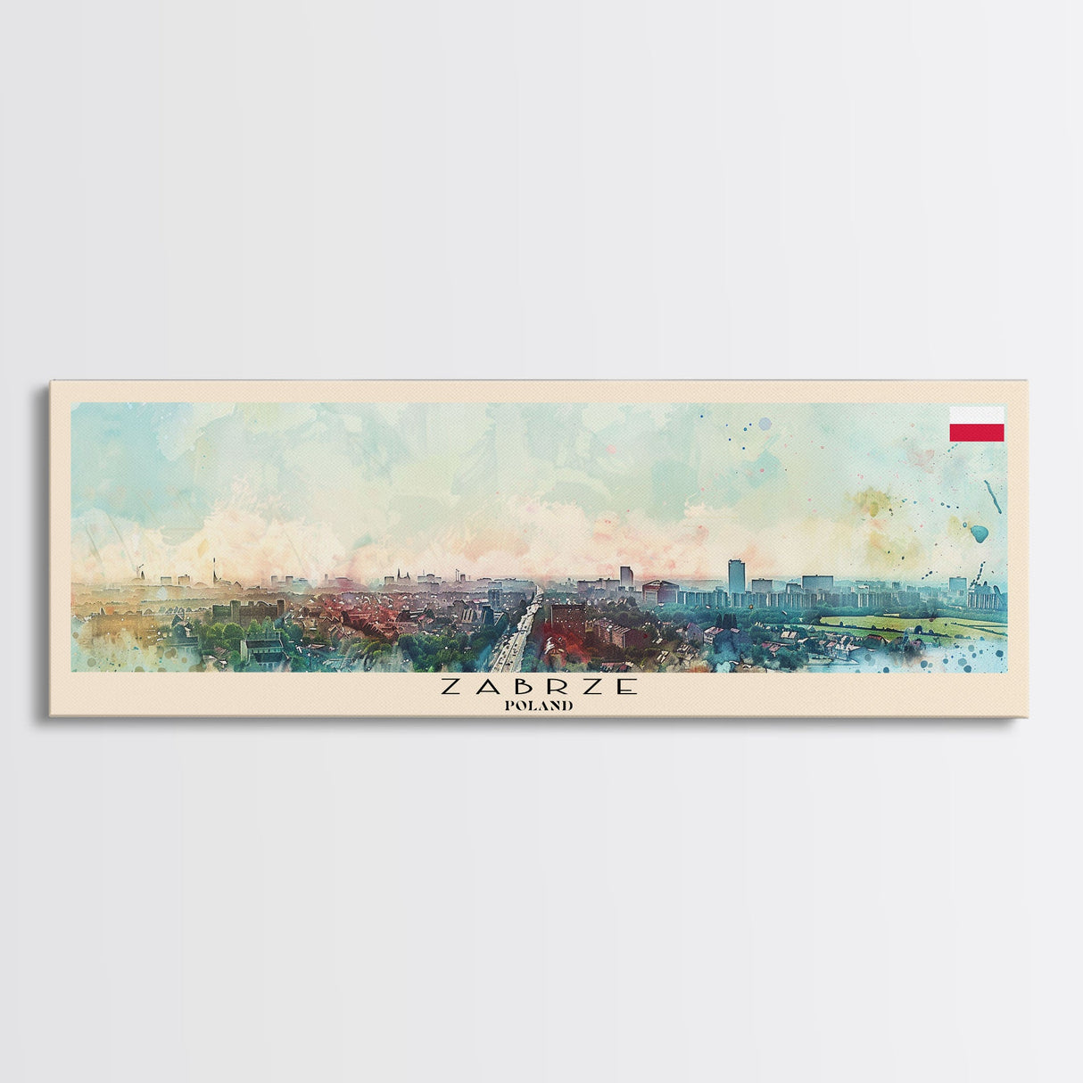 Zabrze Poland Wall Art, Panoramic Travel Poster, Panoramic Framed Canvas Print, City Wall Art, Wall Hanging Home Decor, Travel Art