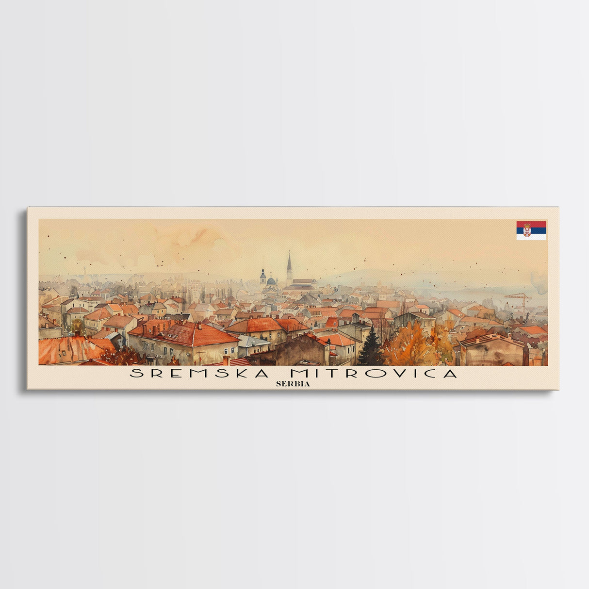 Sremska Mitrovica Serbia Travel Art, City Art, Framed Canvas Print or Metal Wall Art, Europe Travel Poster, Panoramic Wall Art, Extra Wide Wall Art