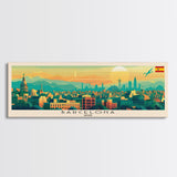 Barcelona Spain Travel Print Wall Art, Panoramic City Art, Travel Art, Wall Decor, Vacation Gift, Framed Canvas Print Or Metal Art