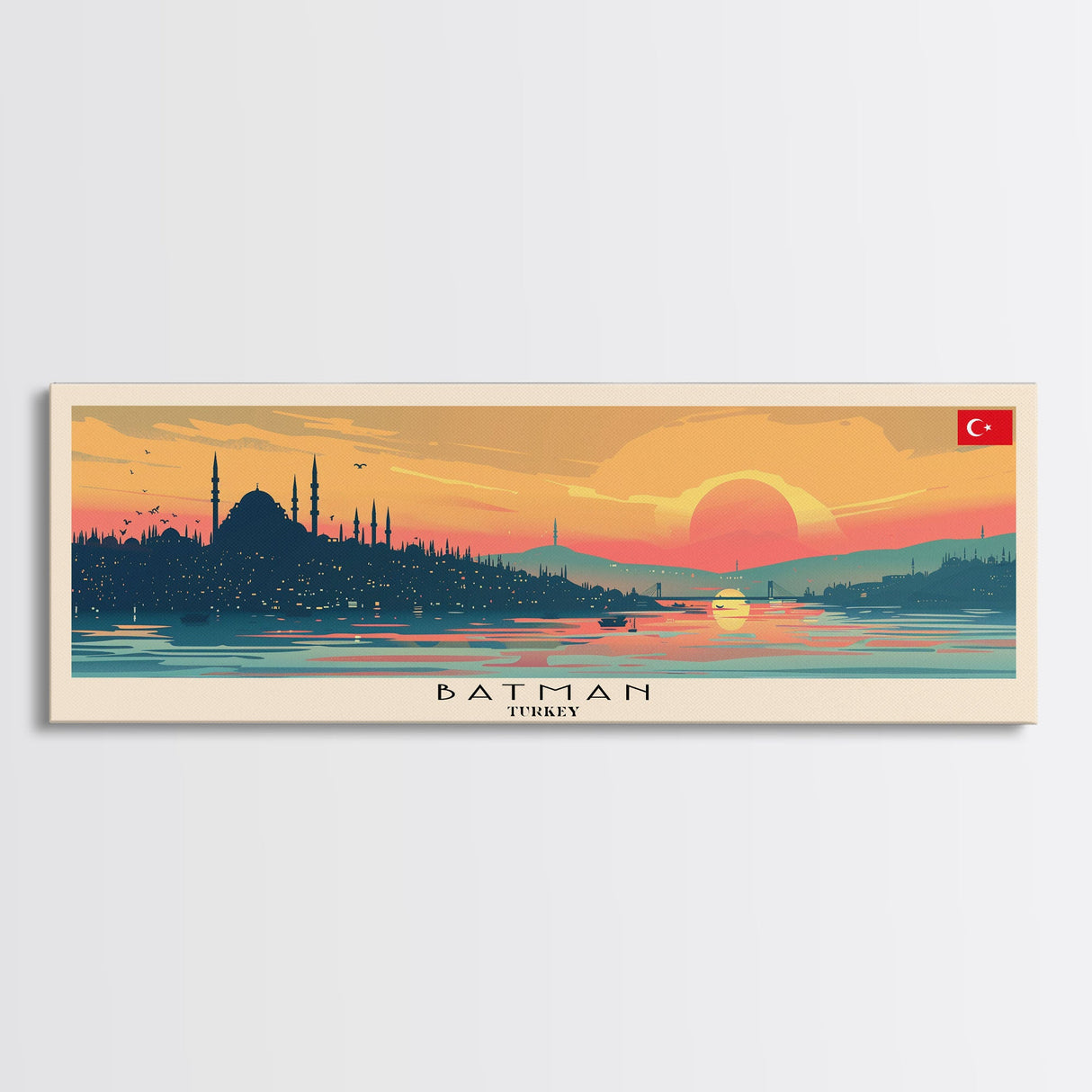 Batman TurkeyPanoramic Travel Poster, Framed Canvas Print or Metal Wall Art, Travel Art, Home Decor, Panoramic Painting, Midcentury Art