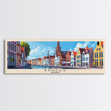 Bruges Belgium Travel Art, City Art, Framed Canvas Print or Metal Wall Art, Europe Travel Poster, Panoramic Wall Art, Extra Wide Wall Art