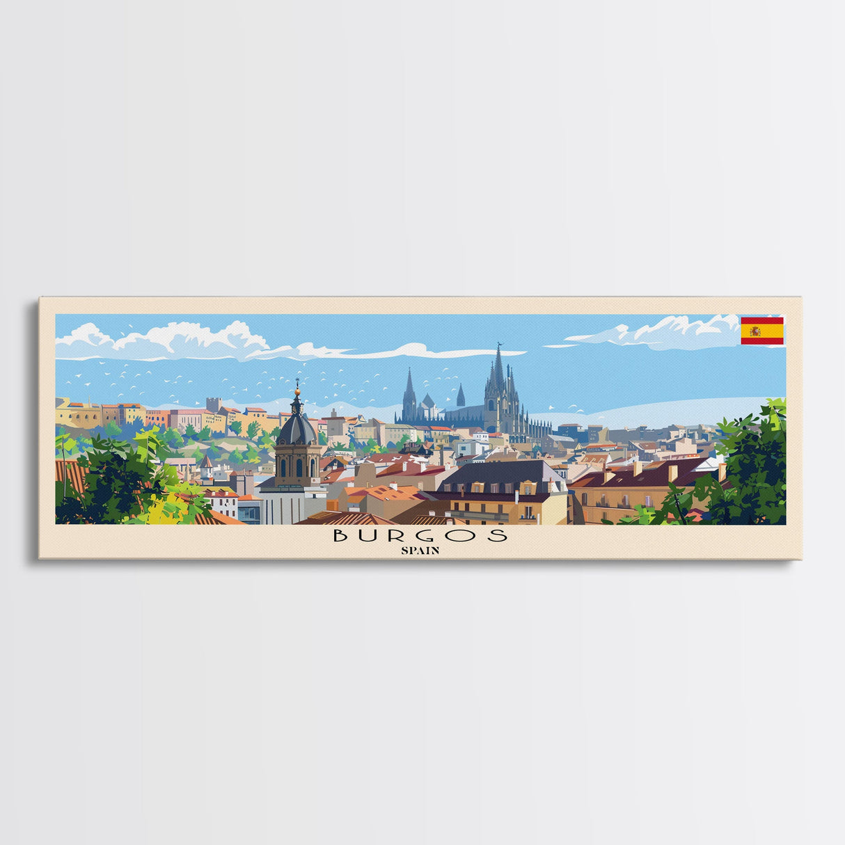 Burgos Spain Wall Art, Panoramic Travel Poster, Panoramic Framed Canvas Print, City Wall Art, Wall Hanging Home Decor, Travel Art