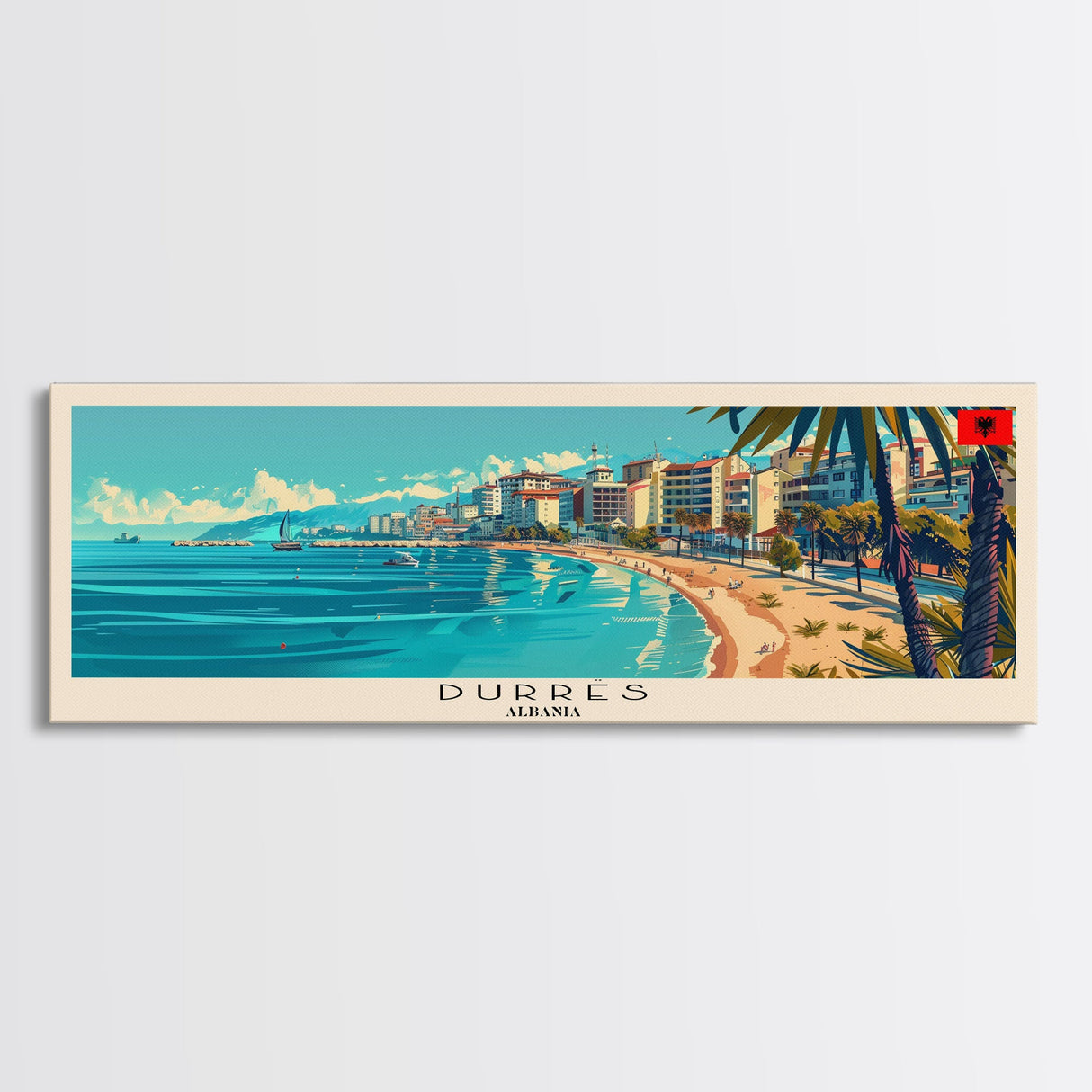 Durres Albania Travel Print Wall Art, Panoramic City Art, Travel Art, Wall Decor, Vacation Gift, Framed Canvas Print Or Metal Art