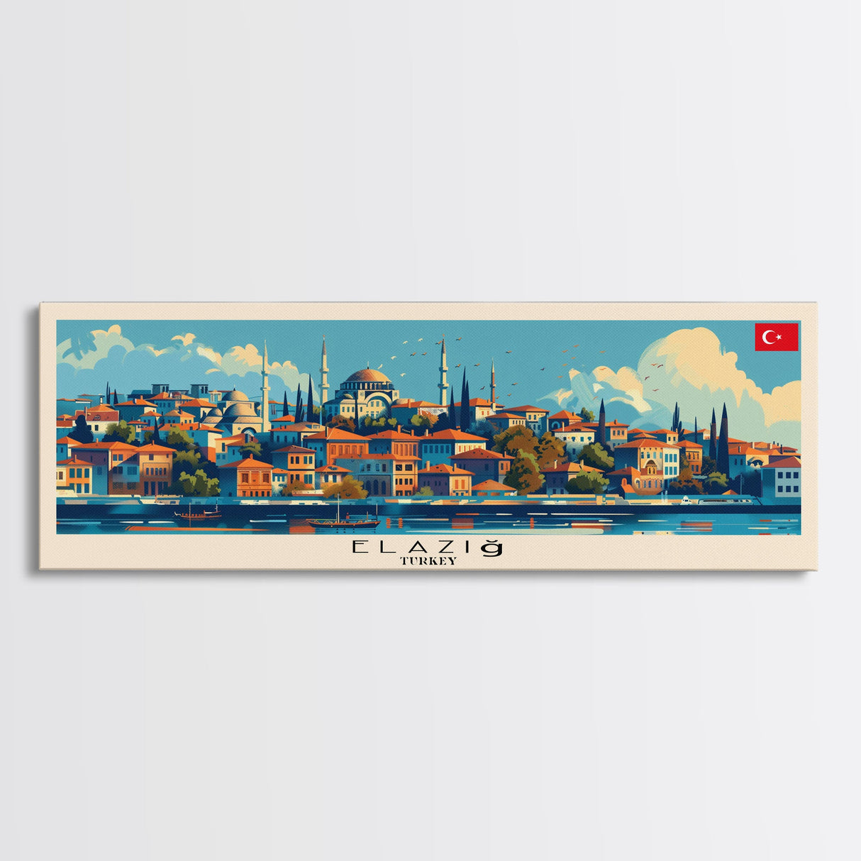 Elazig Turkey Wall Art, Panoramic Travel Poster, Panoramic Framed Canvas Print, City Wall Art, Wall Hanging Home Decor, Travel Art