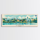 Espoo Finland Wall Art, Panoramic Travel Poster, Panoramic Framed Canvas Print, City Wall Art, Wall Hanging Home Decor, Travel Art