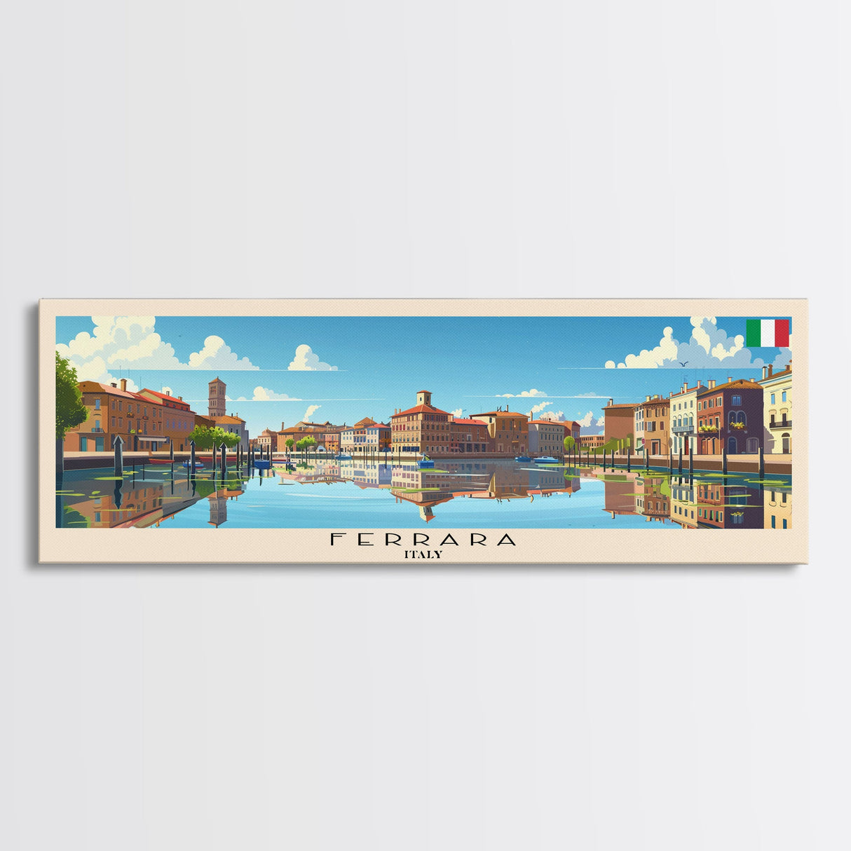 Ferrara Italy Travel Art, City Art, Framed Canvas Print or Metal Wall Art, Europe Travel Poster, Panoramic Wall Art, Extra Wide Wall Art