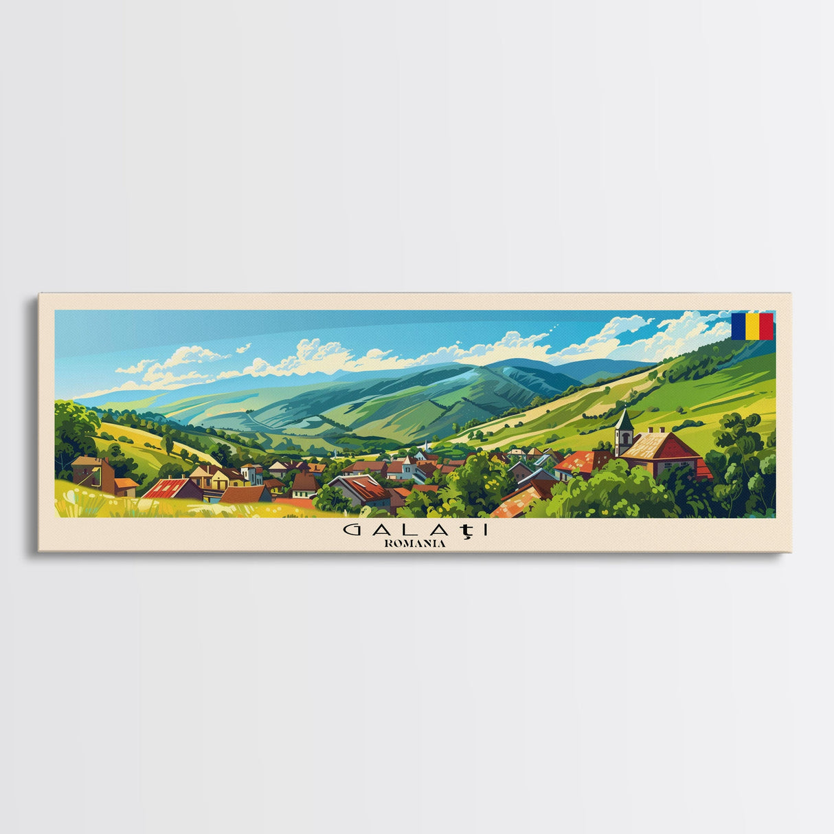 Galati Romania Travel Art, City Art, Framed Canvas Print or Metal Wall Art, Europe Travel Poster, Panoramic Wall Art, Extra Wide Wall Art