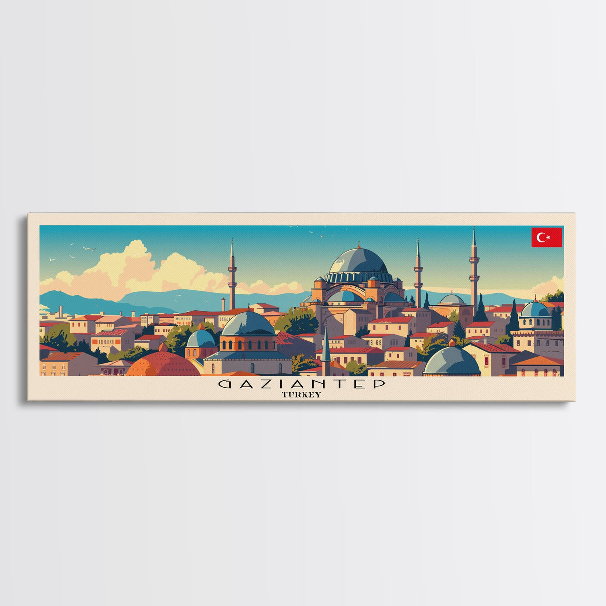 Gaziantep Turkey Travel Print Wall Art, Panoramic City Art, Travel Art, Wall Decor, Vacation Gift, Framed Canvas Print Or Metal Art