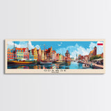 Gdansk Poland Travel Print Wall Art, Panoramic City Art, Travel Art, Wall Decor, Vacation Gift, Framed Canvas Print Or Metal Art