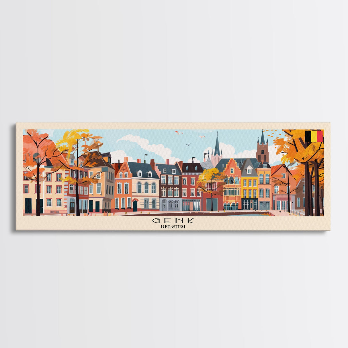 Genk Belgium Travel Print Wall Art, Panoramic City Art, Travel Art, Wall Decor, Vacation Gift, Framed Canvas Print Or Metal Art