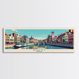 Ghent Belgium Wall Art, Panoramic Travel Poster, Panoramic Framed Canvas Print, City Wall Art, Wall Hanging Home Decor, Travel Art