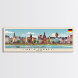 Halle Saale Germany Wall Art, Panoramic Travel Poster, Panoramic Framed Canvas Print, City Wall Art, Wall Hanging Home Decor, Travel Art