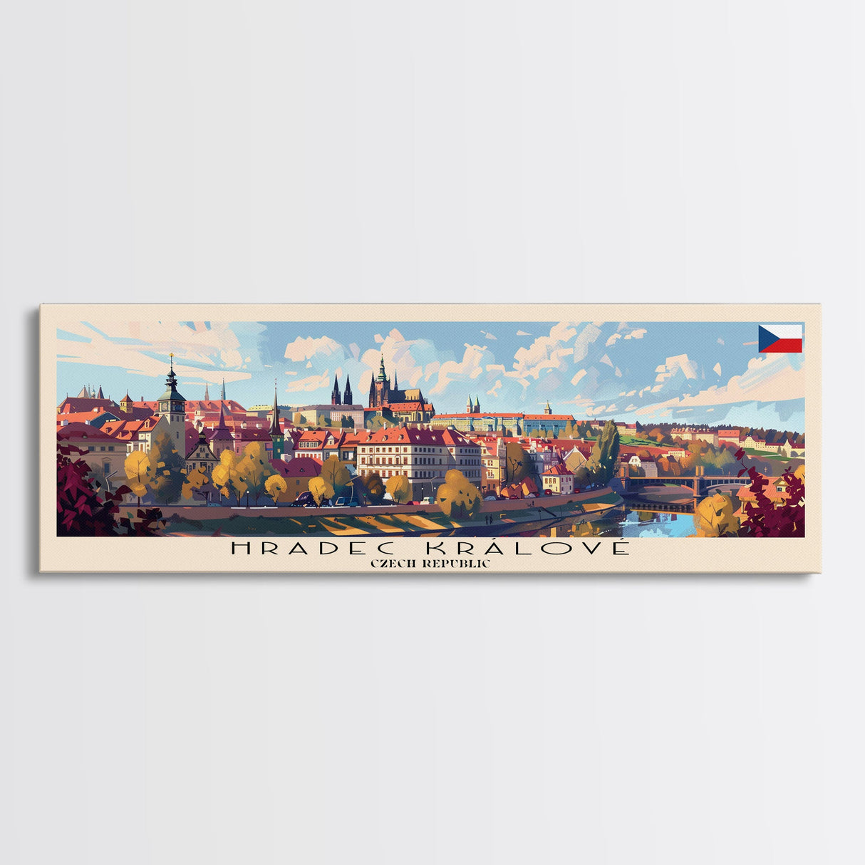 Hradec Czech Republic Travel Art, City Art, Framed Canvas Print or Metal Wall Art, Europe Travel Poster, Panoramic Wall Art, Extra Wide Wall Art