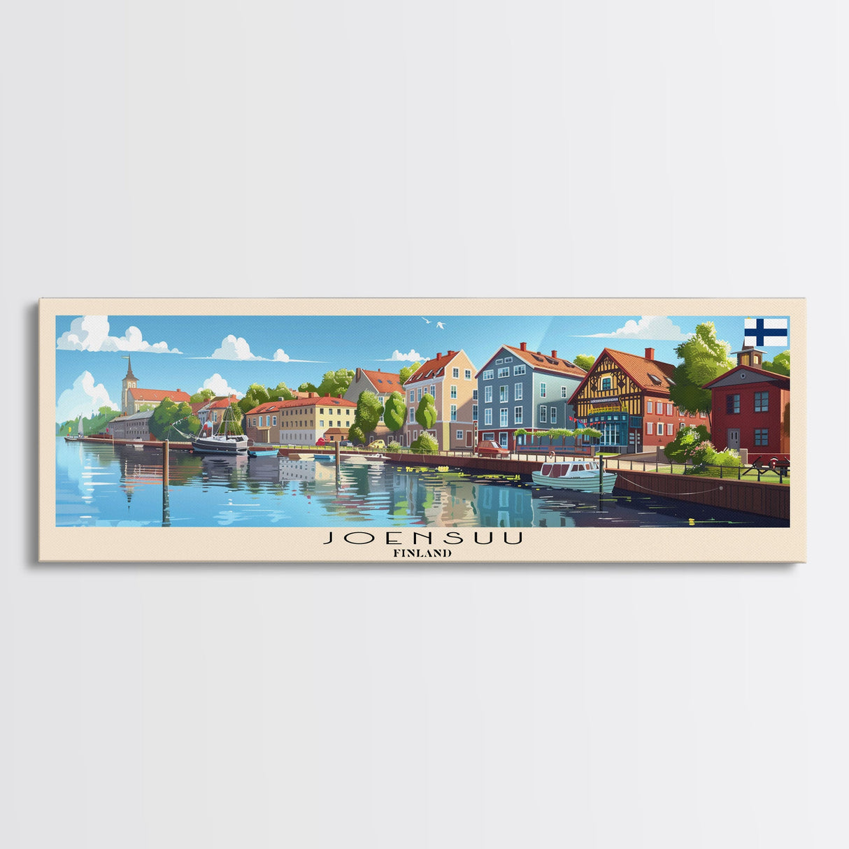 Joensuu Finland Wall Art, Panoramic Travel Poster, Panoramic Framed Canvas Print, City Wall Art, Wall Hanging Home Decor, Travel Art