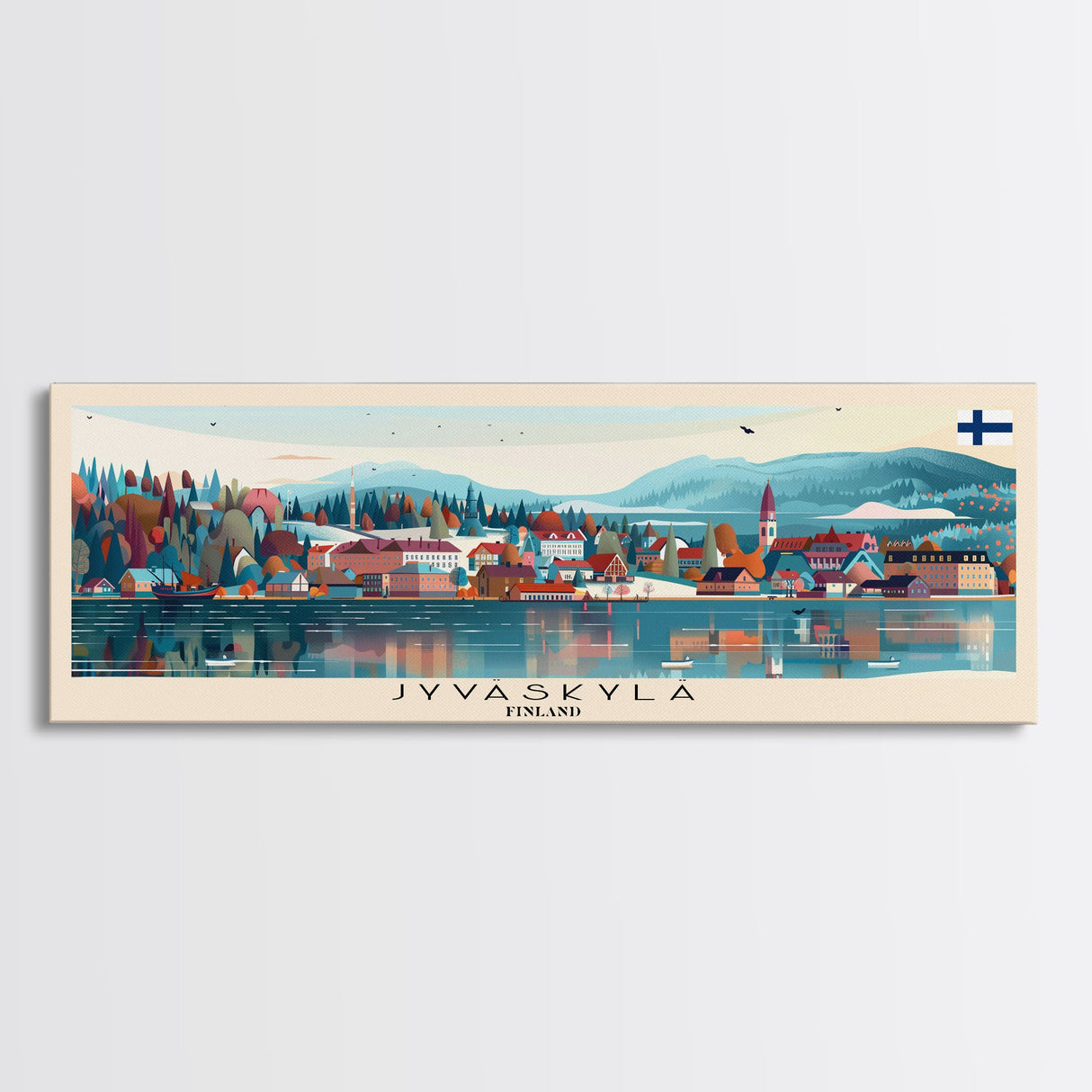 Jyvaskyla Finland Travel Art, City Art, Framed Canvas Print or Metal Wall Art, Europe Travel Poster, Panoramic Wall Art, Extra Wide Wall Art