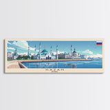 Kazan Russia Panoramic Travel Poster, Framed Canvas Print or Metal Wall Art, Travel Art, Home Decor, Panoramic Painting, Midcentury Art