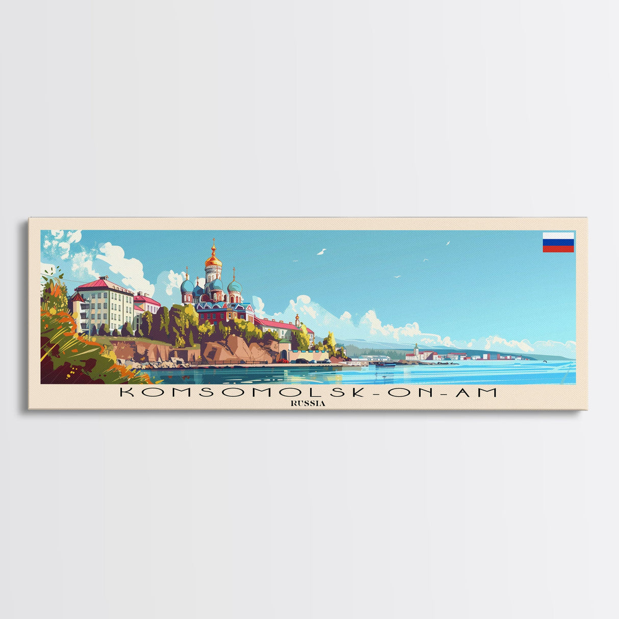 Komsomolsk on Amur Russia Travel Art, City Art, Framed Canvas Print or Metal Wall Art, Europe Travel Poster, Panoramic Wall Art, Extra Wide Wall Art