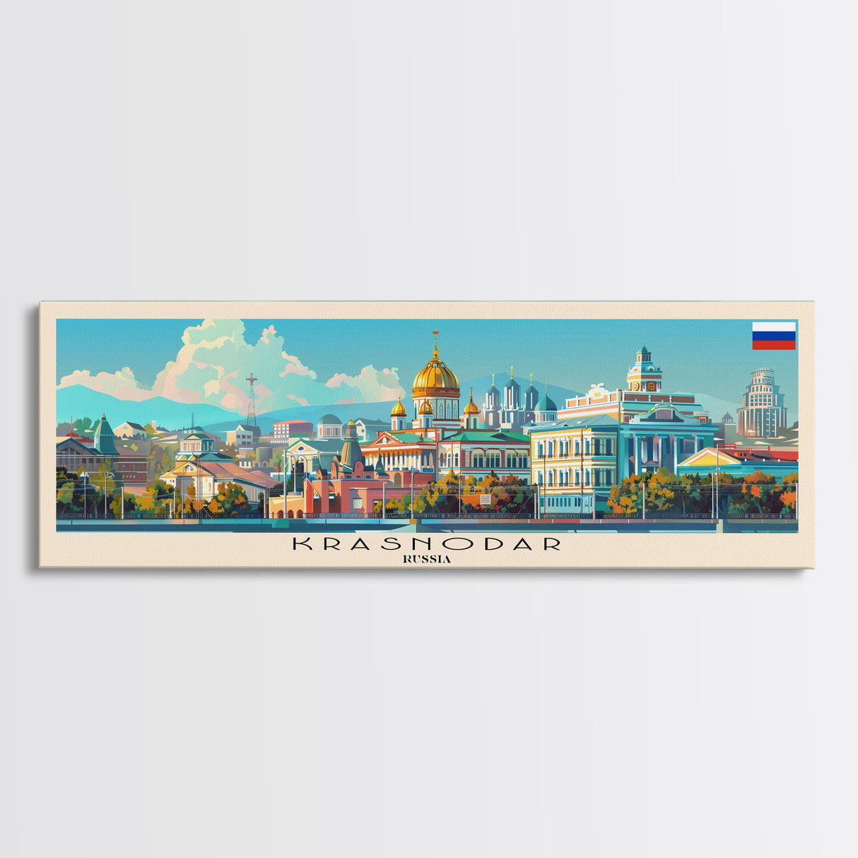 Krasnodar Russia Travel Print Wall Art, Panoramic City Art, Travel Art, Wall Decor, Vacation Gift, Framed Canvas Print Or Metal Art