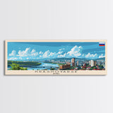 Krasnoyarsk Russia Travel Art, City Art, Framed Canvas Print or Metal Wall Art, Europe Travel Poster, Panoramic Wall Art, Extra Wide Wall Art