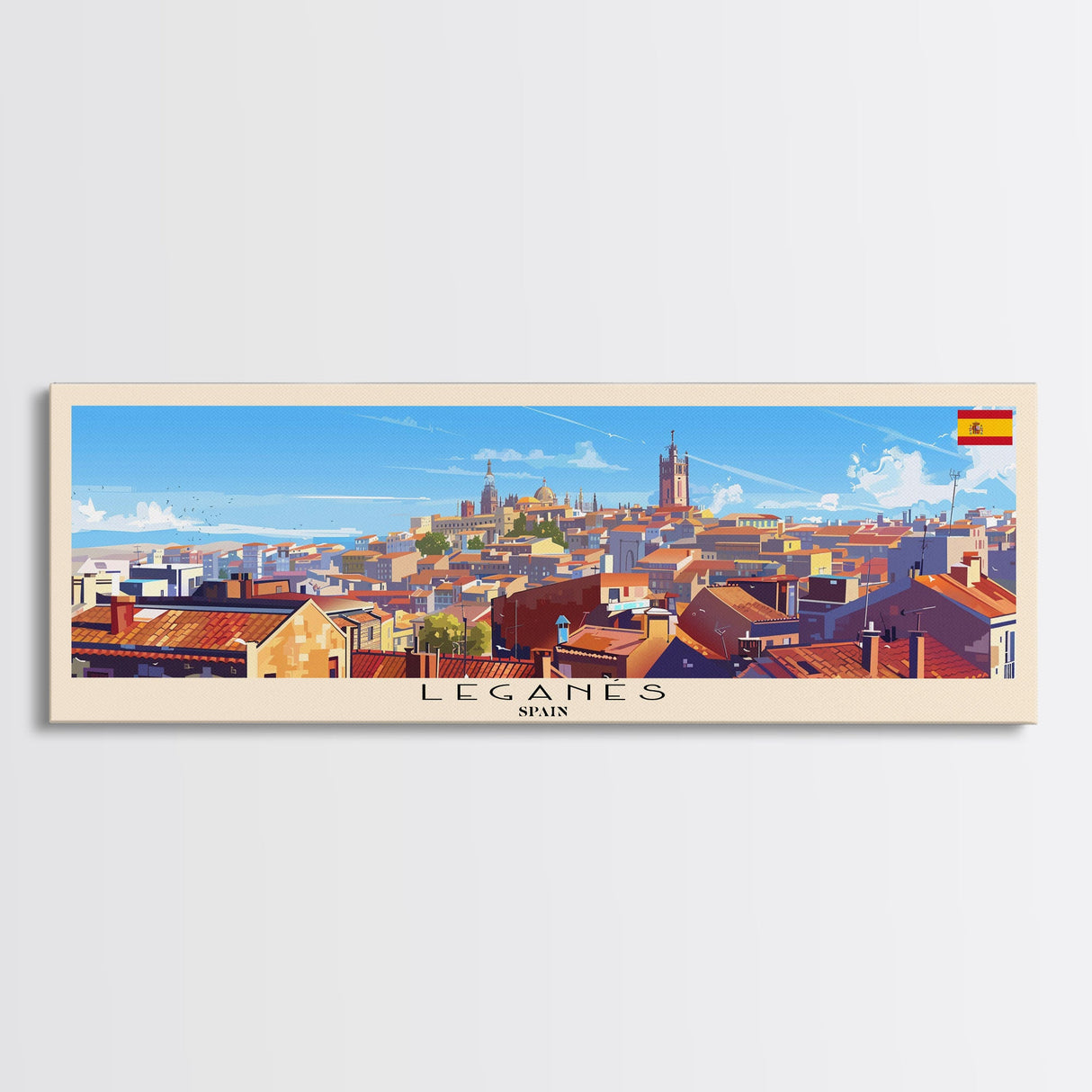 Leganes Spain Travel Print Wall Art, Panoramic City Art, Travel Art, Wall Decor, Vacation Gift, Framed Canvas Print Or Metal Art