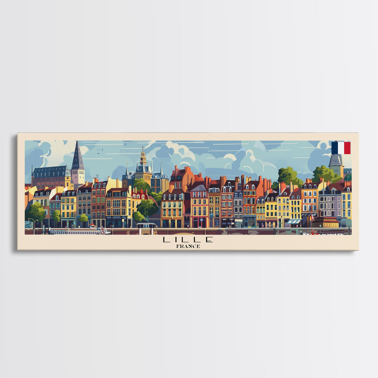 Lille France Wall Art, Panoramic Travel Poster, Panoramic Framed Canvas Print, City Wall Art, Wall Hanging Home Decor, Travel Art