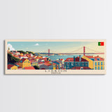 Lisbon Portugal Travel Print Wall Art, Panoramic City Art, Travel Art, Wall Decor, Vacation Gift, Framed Canvas Print Or Metal Art