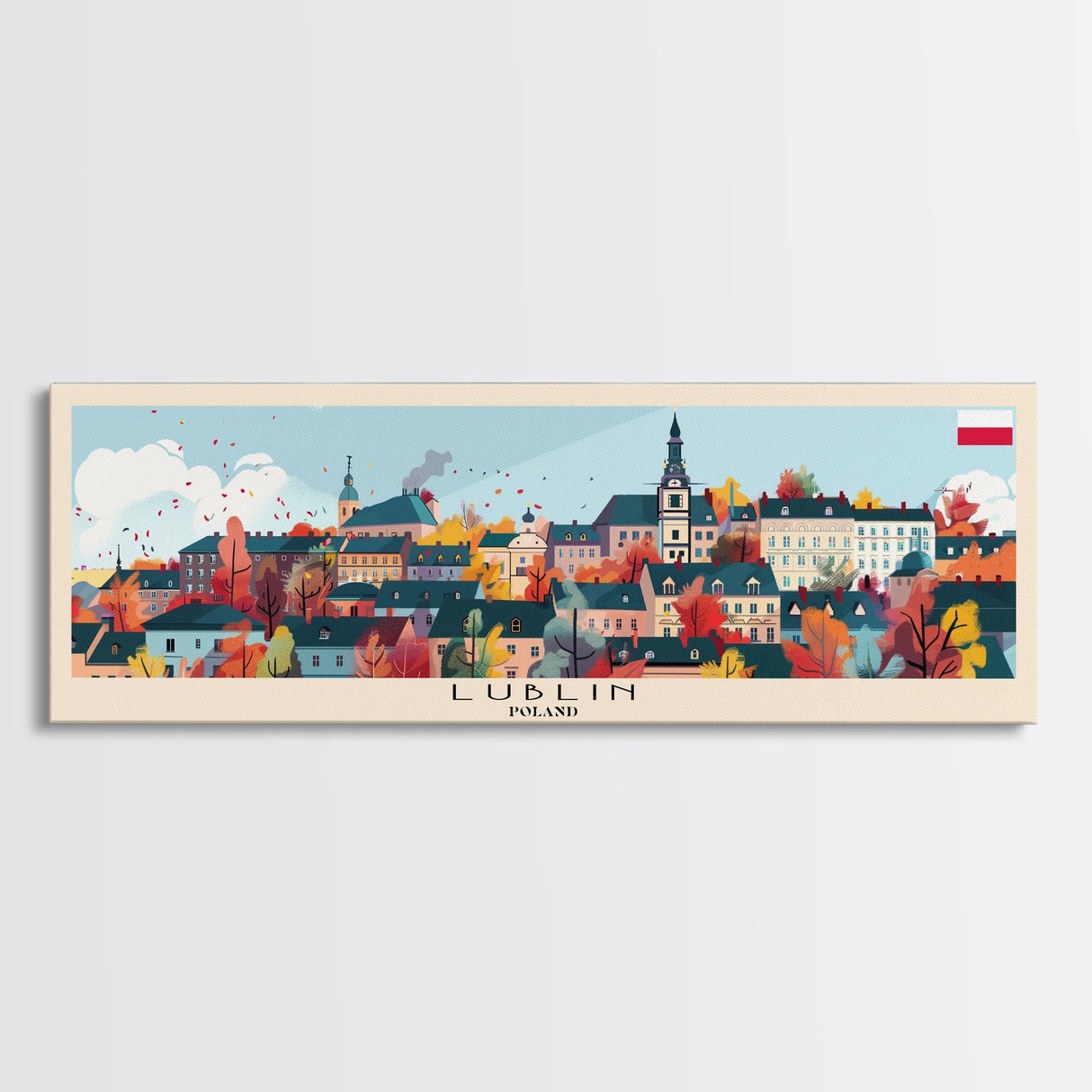 Lublin Poland Travel Print Wall Art, Panoramic City Art, Travel Art, Wall Decor, Vacation Gift, Framed Canvas Print Or Metal Art