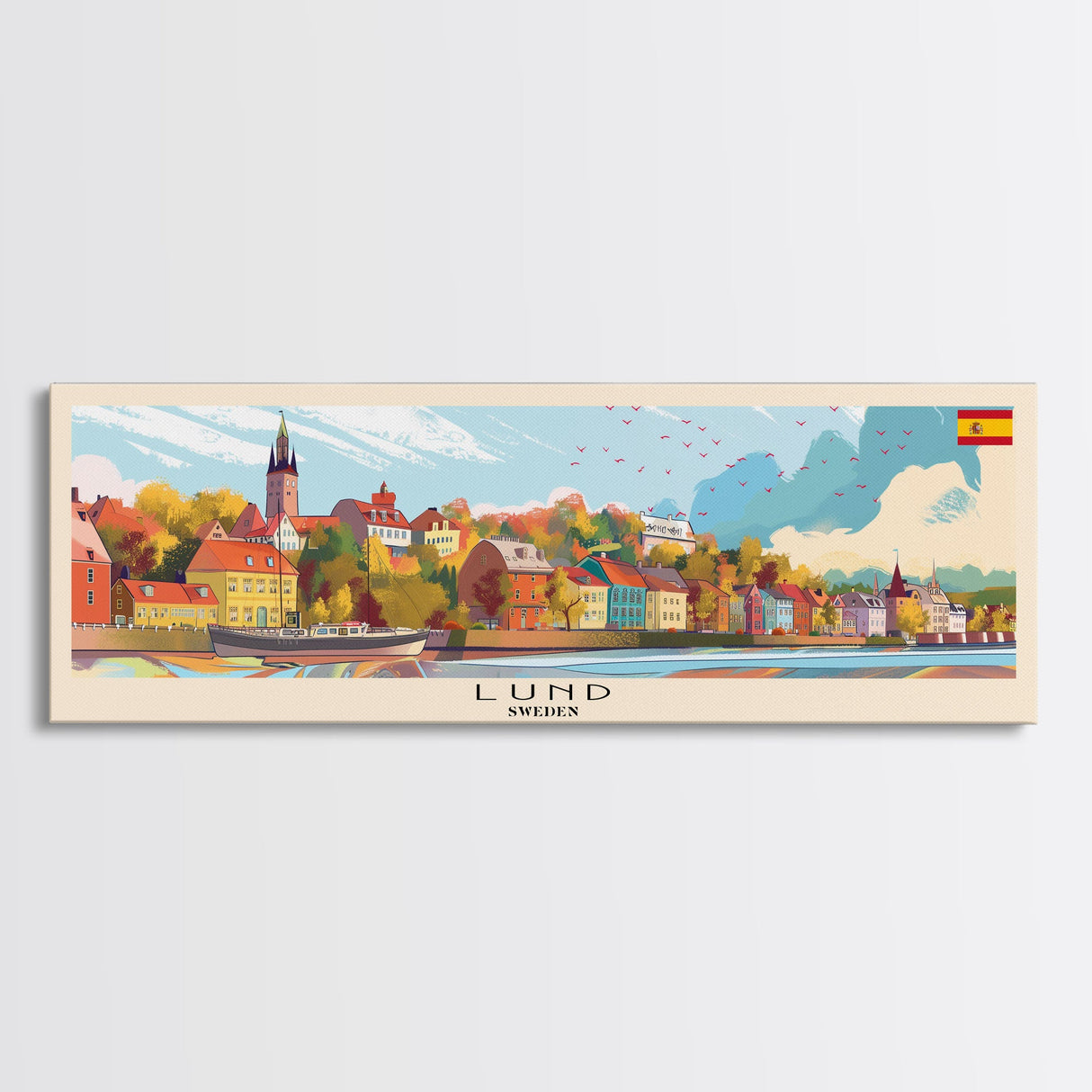 Lund Sweden Travel Print Wall Art, Panoramic City Art, Travel Art, Wall Decor, Vacation Gift, Framed Canvas Print Or Metal Art