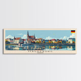 Magdeburg Germany Wall Art, Panoramic Travel Poster, Panoramic Framed Canvas Print, City Wall Art, Wall Hanging Home Decor, Travel Art