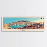 Marseille France Travel Print Wall Art, Panoramic City Art, Travel Art, Wall Decor, Vacation Gift, Framed Canvas Print Or Metal Art