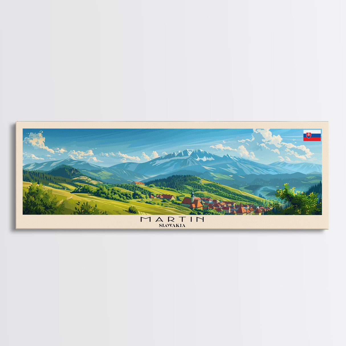 Martin Slovakia Travel Art, City Art, Framed Canvas Print or Metal Wall Art, Europe Travel Poster, Panoramic Wall Art, Extra Wide Wall Art