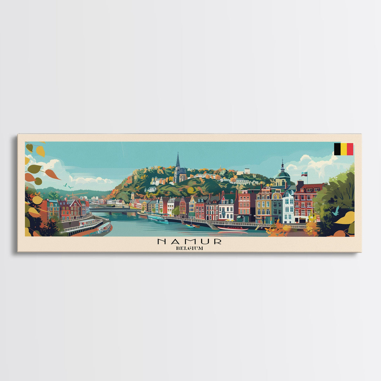 Namur Belgium Wall Art, Panoramic Travel Poster, Panoramic Framed Canvas Print, City Wall Art, Wall Hanging Home Decor, Travel Art