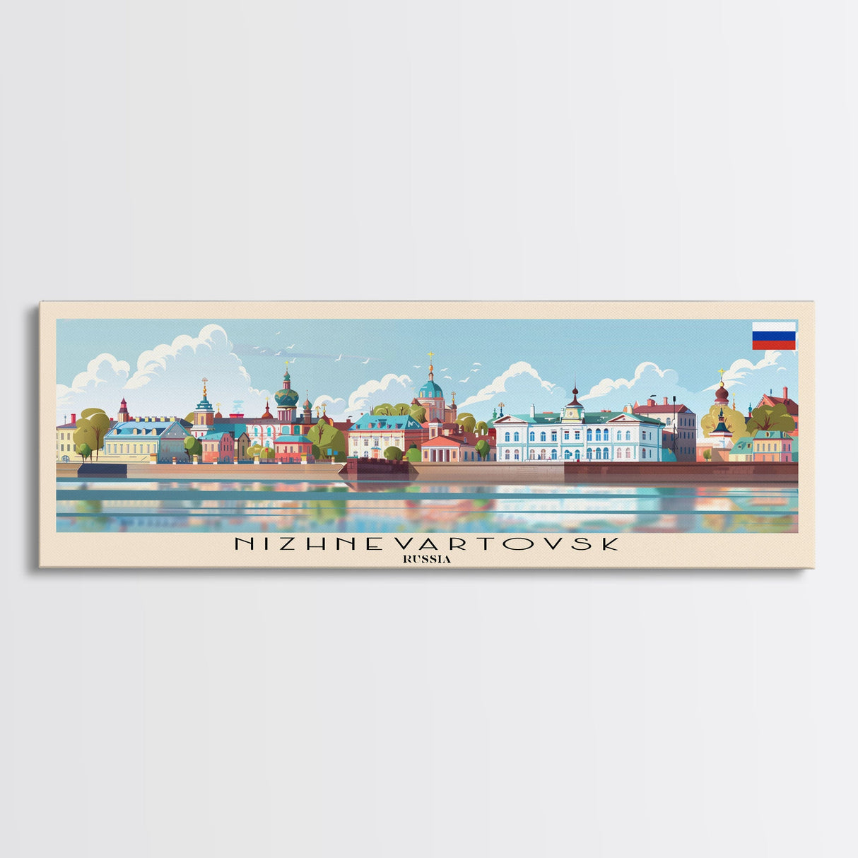 Nizhnevartovsk Russia Travel Art, City Art, Framed Canvas Print or Metal Wall Art, Europe Travel Poster, Panoramic Wall Art, Extra Wide Wall Art